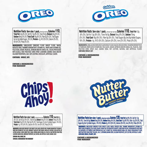 OREO Original, OREO Golden, CHIPS AHOY! & Nutter Butter Cookie Snacks Variety Pack - 44.86oz/56ct