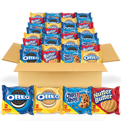 OREO Original, OREO Golden, CHIPS AHOY! & Nutter Butter Cookie Snacks Variety Pack - 44.86oz/56ct