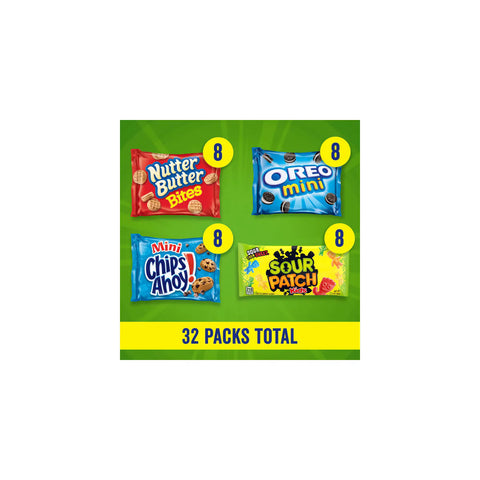 OREO Mini Cookies, CHIPS AHOY! Mini Cookies, SOUR PATCH KIDS Candy & Nutter Butter Bites Cookies & Candy Variety Pack - 40oz/32ct