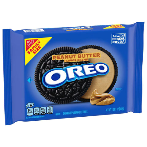 Oreo Peanut Butter Creme Chocolate Sandwich Cookies Family Size - 17oz