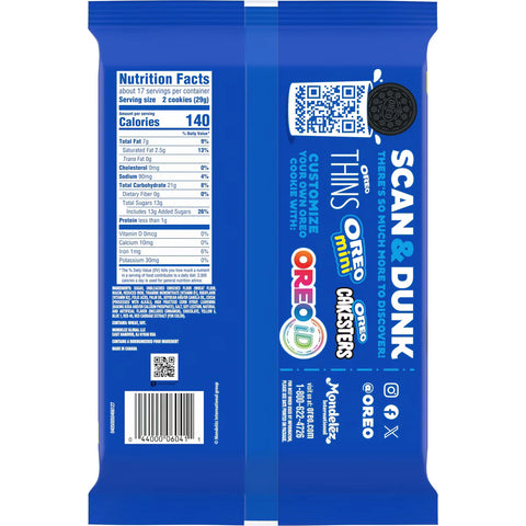 Oreo Birthday Cake Creme Chocolate Sandwich Cookies Family Size - 17oz