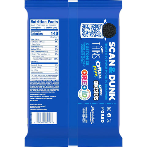 Oreo Peanut Butter Creme Chocolate Sandwich Cookies Family Size - 17oz