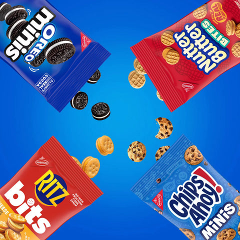 OREO Mini Cookies, CHIPS AHOY! Mini Cookies, Nutter Butter Bites & RITZ Bits Cheese Crackers Variety Pack - 45oz/15ct